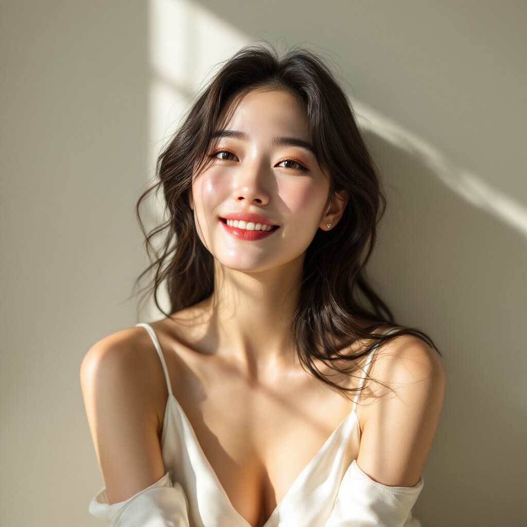 A 30-something woman, calm, soft daylight